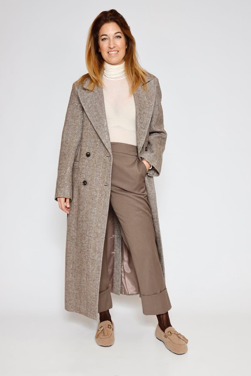 ABRIGO JASPEADO 54-9006-MARRON