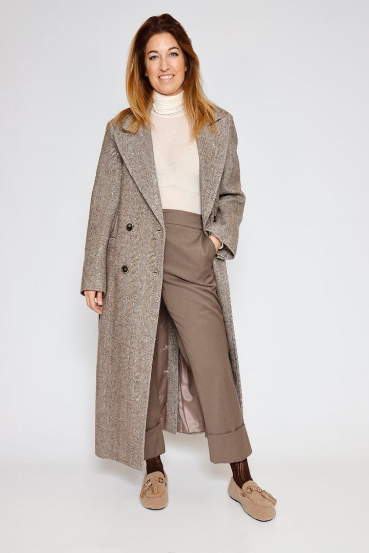 ABRIGO JASPEADO 54-9006-MARRON