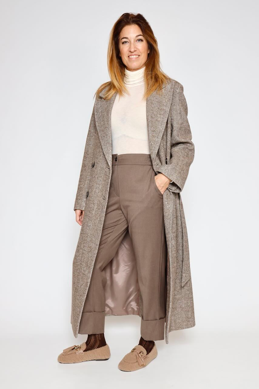 ABRIGO JASPEADO 54-9006-MARRON