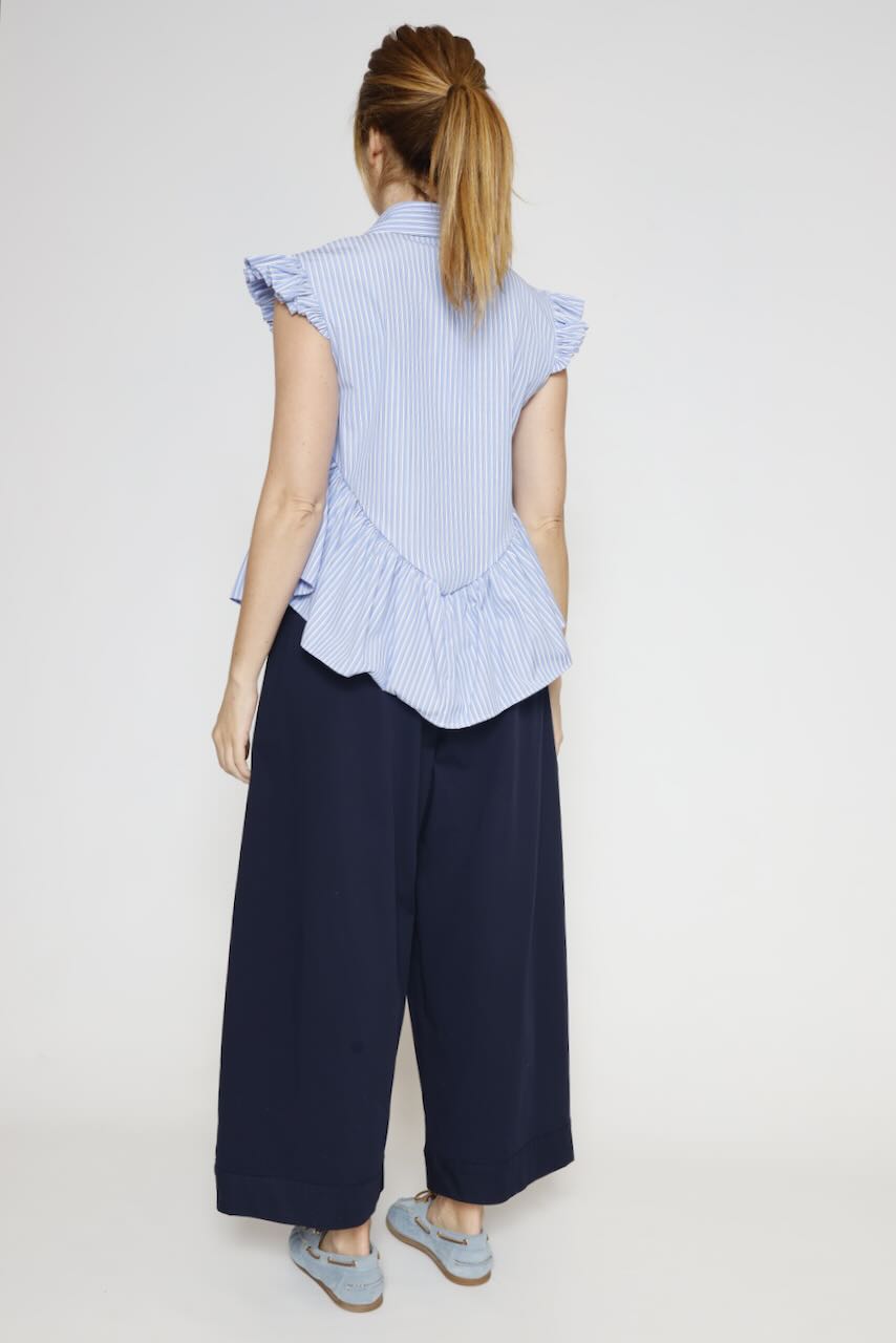 CAMISA SIN MANGAS COS5LFY-AZZURRO/BLANCO