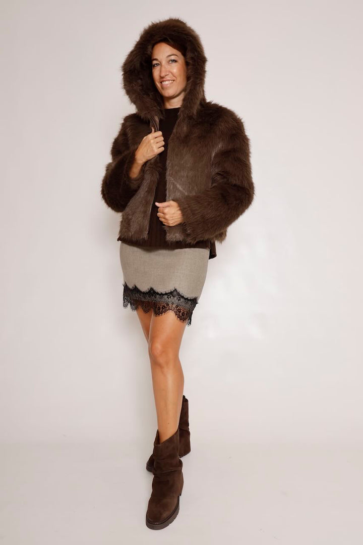 MINIFALDA CORTA TAUPE A26ES302
