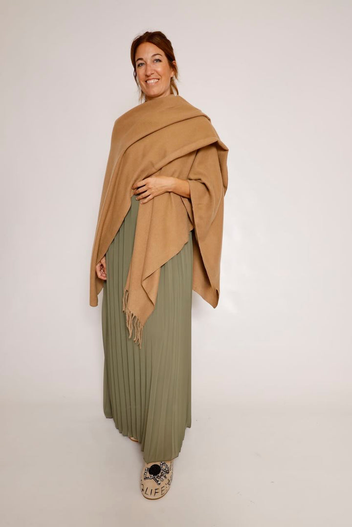 VESTIDO MAXI PLISADO SIN MANGAS VERDE MUSGO 62P83224