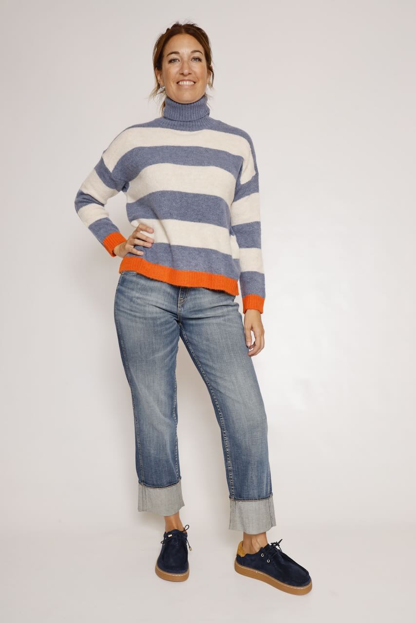 JERSEY DE PUNTO A RAYAS AZUL A26IT505