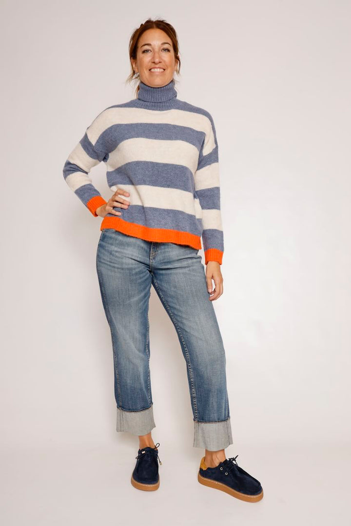 JERSEY DE PUNTO A RAYAS AZUL A26IT505