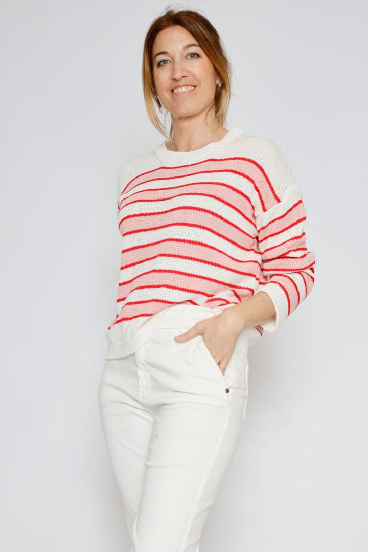 JERSEY W26118-LATTE/ROJO