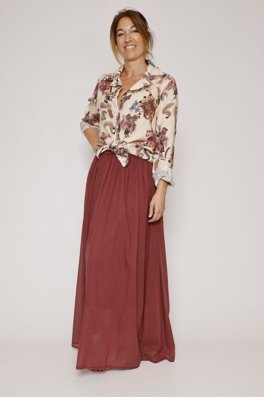 CAMISA P26RU105-BEIGE/GRANATE