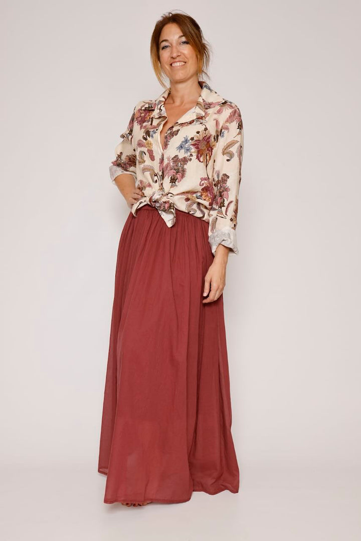 CAMISA P26RU105-BEIGE/GRANATE