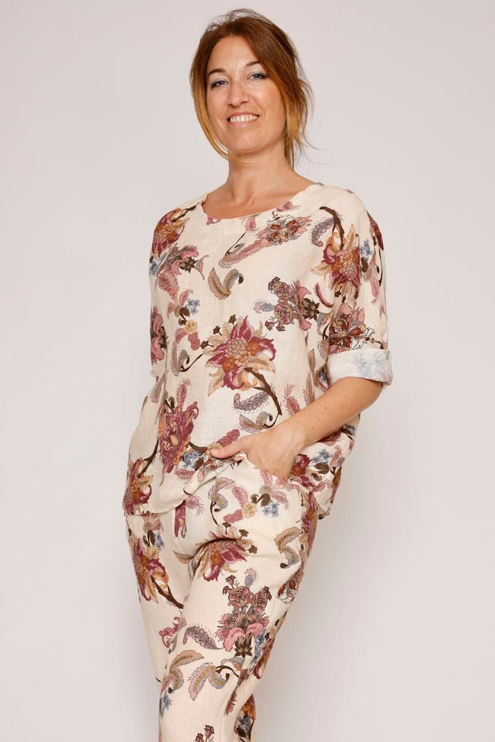 BLUSA P26RU412-BEIGE/GRANATE