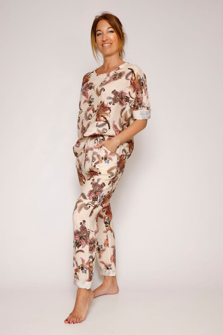 PANTALÓN  P26RU214-BEIGE/GRANATE