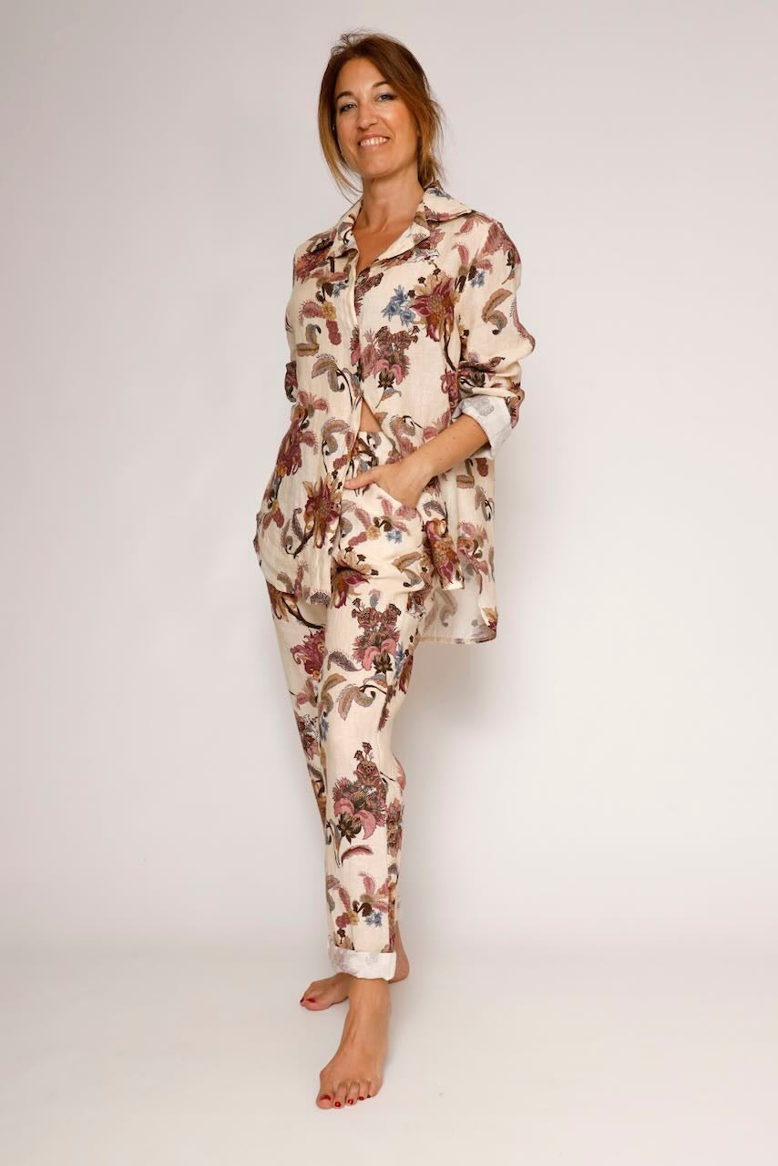 CAMISA P26RU105-BEIGE/GRANATE