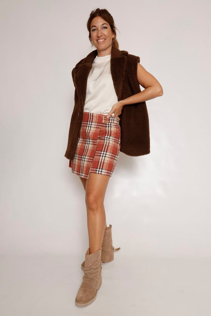 FALDA CRUZADA CON ESTAMPADO DE CUADROS A26DL317