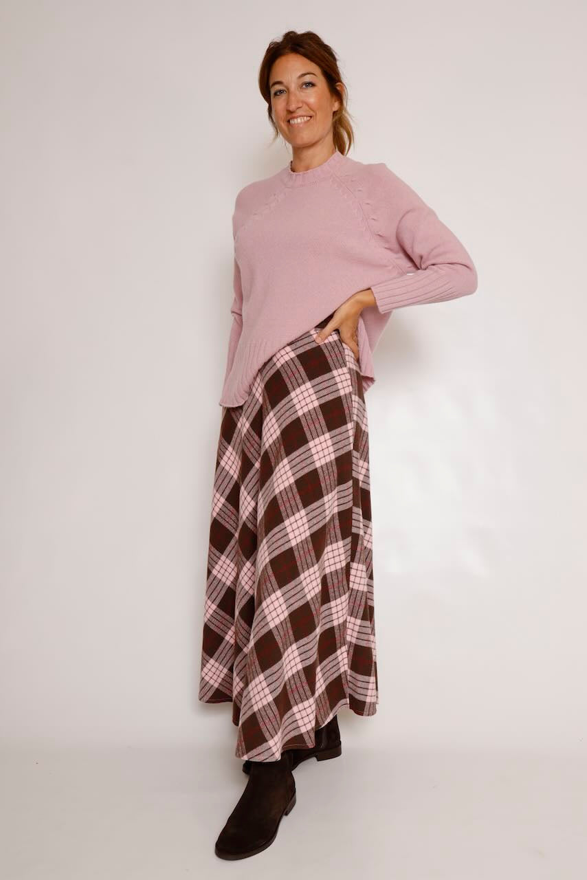 JERSEY DE PUNTO CON CUELLO ALTO VUELTO ROSA BY11057