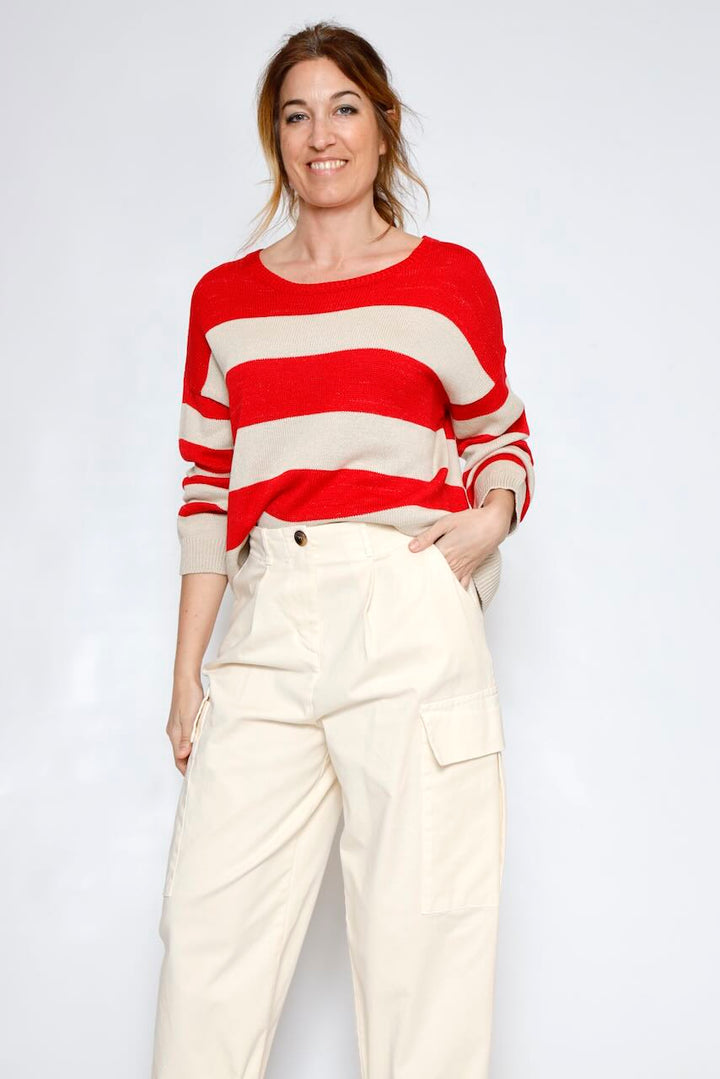 JERSEY M8510P8052-BEIGE/ROJO