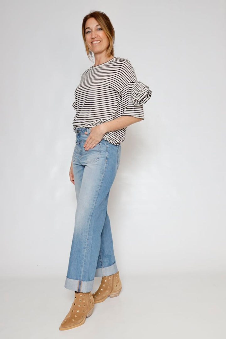 CAMISETA T0RVCOW000-BEIGE/MARINO