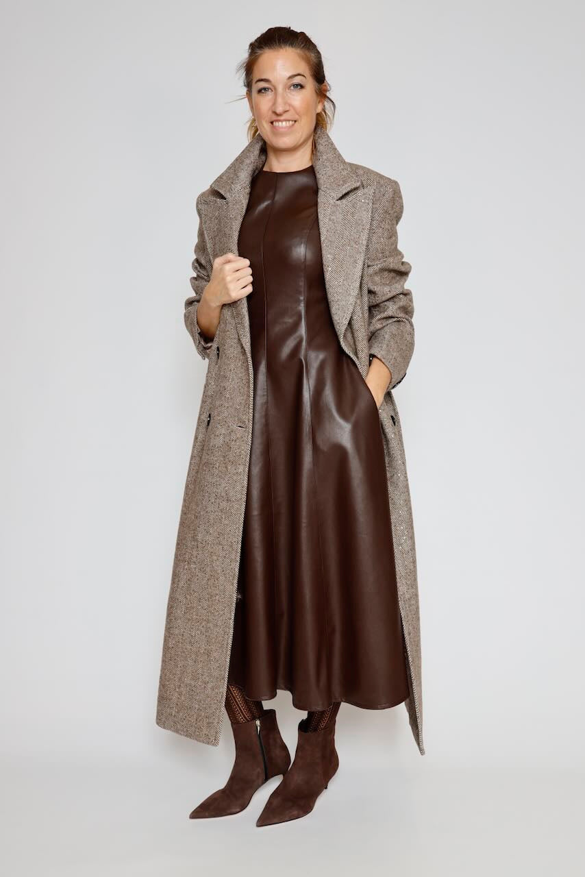 ABRIGO JASPEADO 54-9006-MARRON