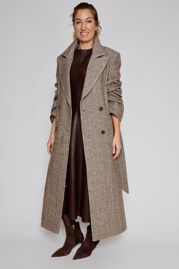 ABRIGO JASPEADO 54-9006-MARRON