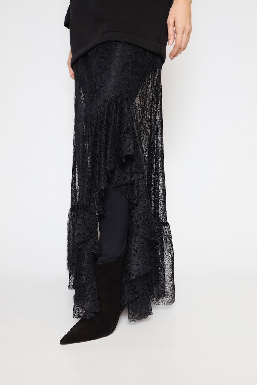 VESTIDO COMBINADO CON ENCAJE A25AN703-NEGRO