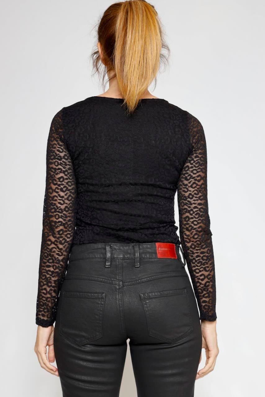 CAMISETA TANZY LEO LACE-NEGRO