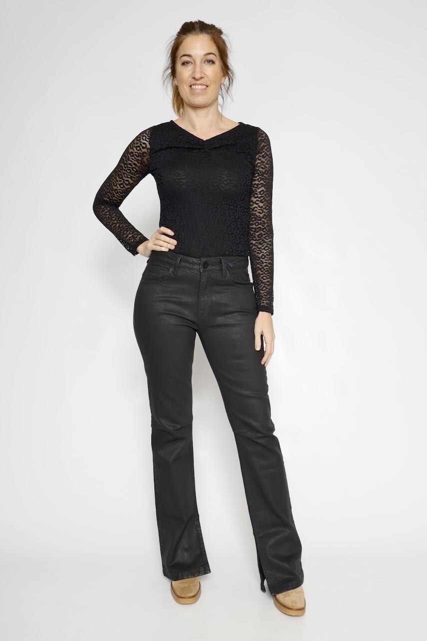 CAMISETA TANZY LEO LACE-NEGRO