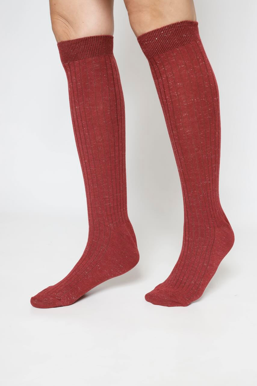 CALCETINES LARGOS LUREX BU1554-BURDEOS