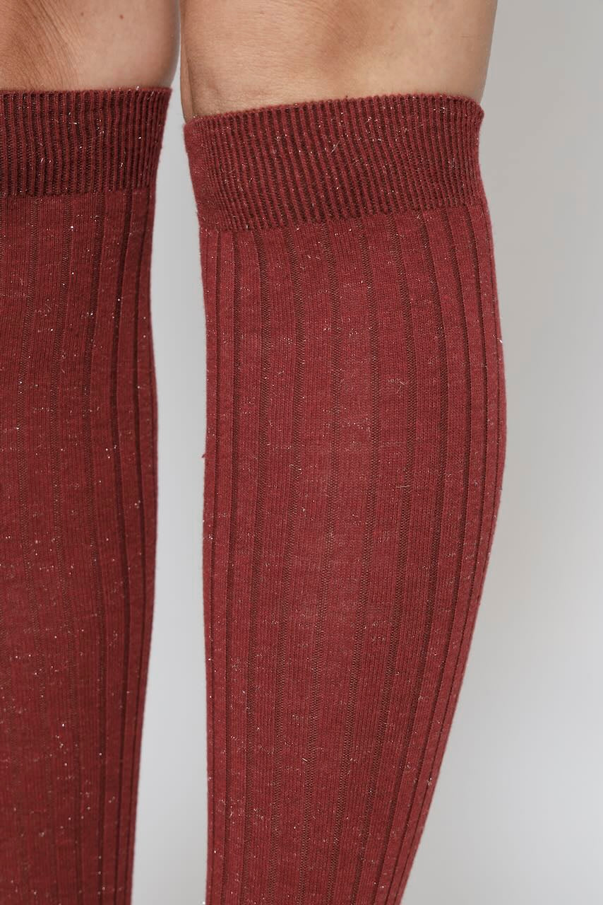 CALCETINES LARGOS LUREX BU1554-BURDEOS