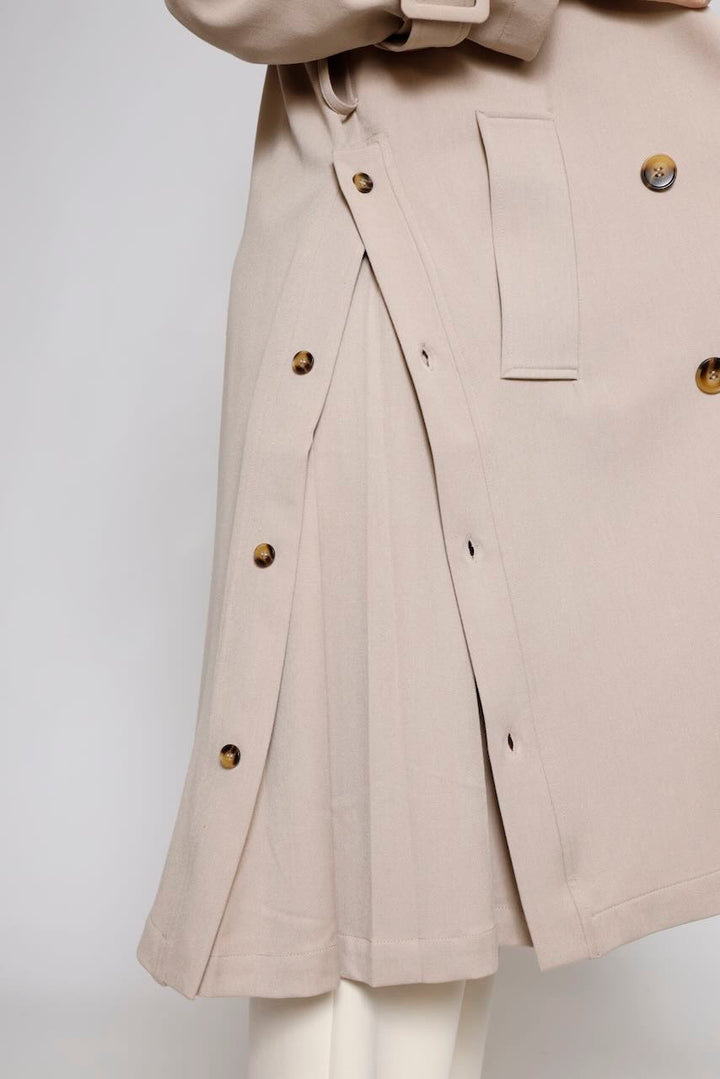 Gabardina larga de corte regular SC7002W45901-BEIGE