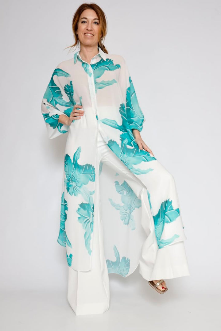 VESTIDO 63-7056-BLANCO/VERDE