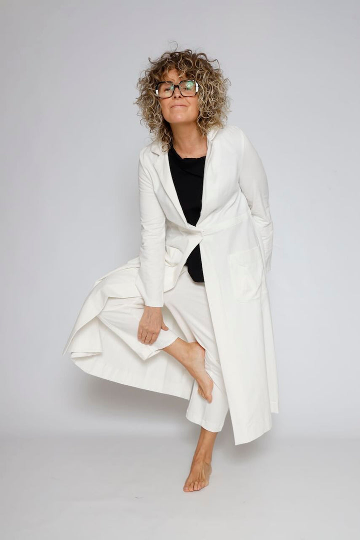 CHAQUETA LARGA ESTILO ABRIGO P3UP0682-BLANCO
