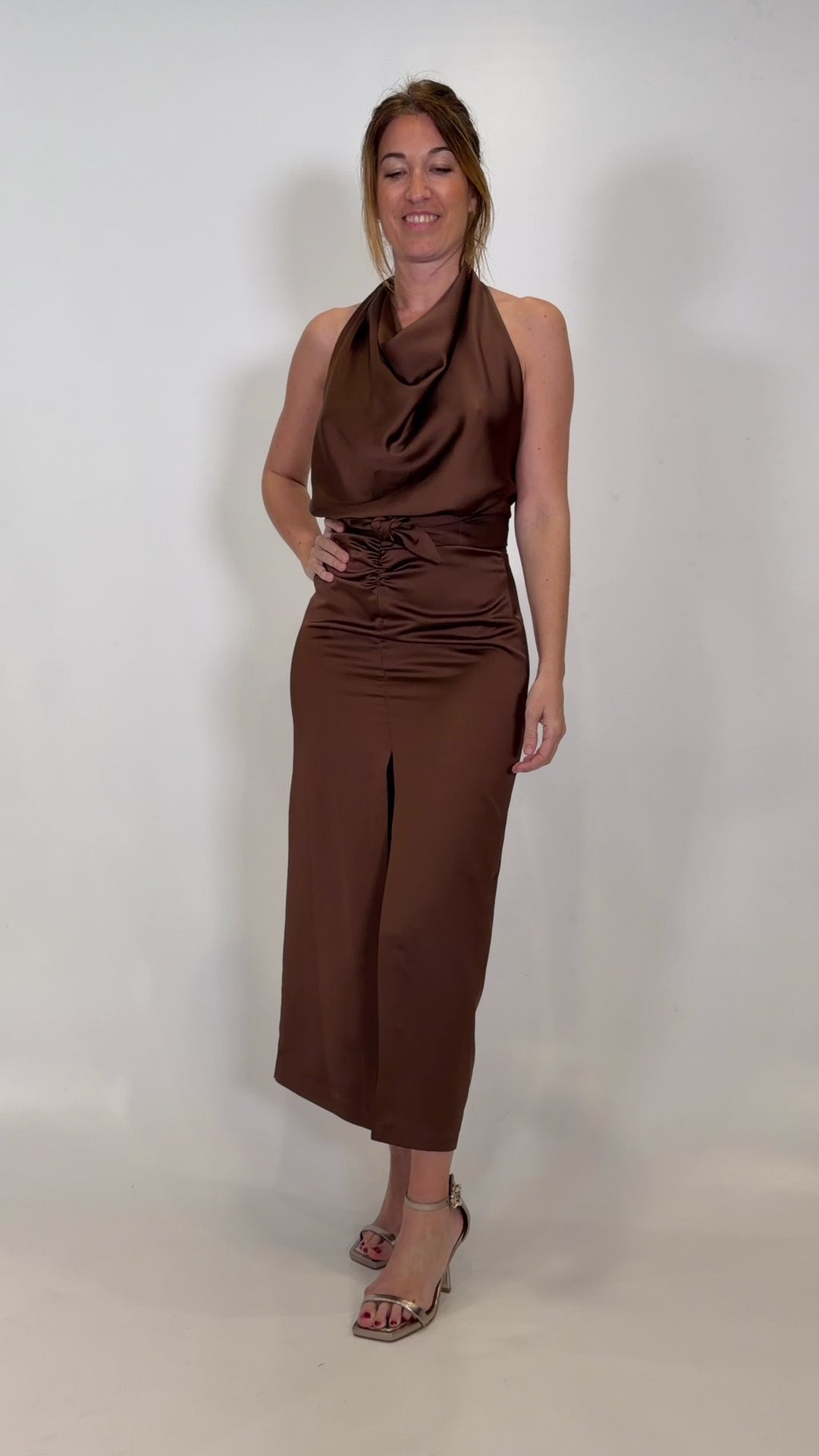 VESTIDO AFZJLBA-MARRON